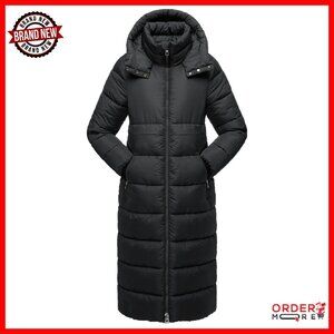 Women's Winter Maxi Length Puffer Down Parka Hooded Jacket Warm Coat